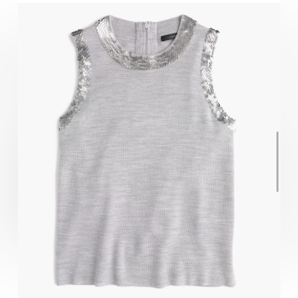 NWT J. Crew Heather Gray Sequin Tank Top size Small